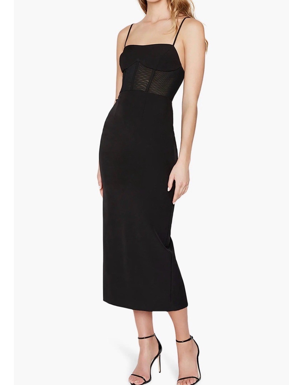 NWT Bardot Roberta Corset Black Cocktail Business Casual Midi Black Dress US 8